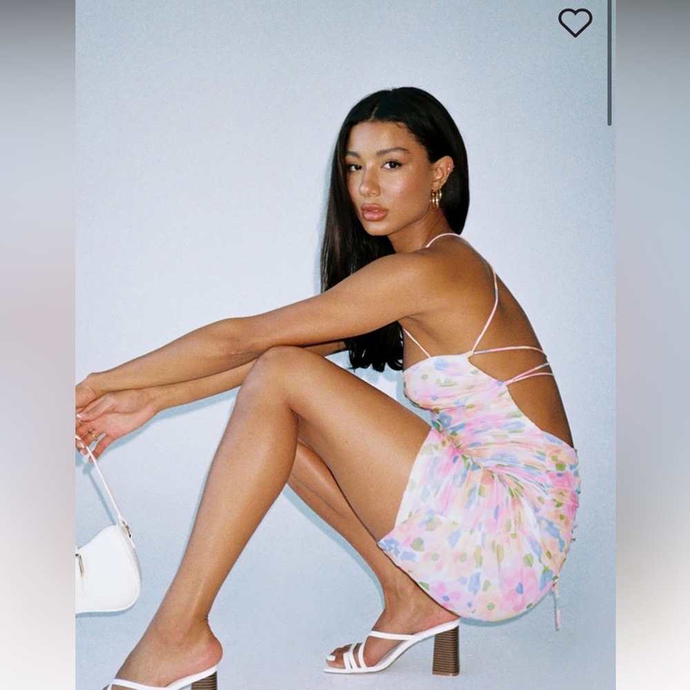 Hopeless Romantic Mesh Ruched Mini Dress Multi - Princess Polly NWT